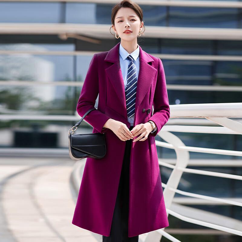 

Women s Elegant Mid-Length Wool Blend Coat 4XL