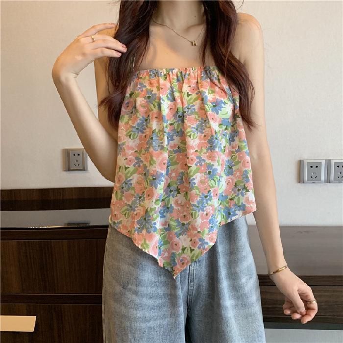 Women's Floral Halter Neck Camisole - Summer 2025 Trendy Loose Design