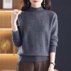 Women's Warm Cashmere Sweater with Embroidered Half-High Collar - Autumn/Winter Fashion Base Layer