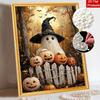 Halloween Pearl Painting Art Full Pearl Handmade Diy Home Decorations Featuring Ghost and Pumpkin Motifs for Festive Wall Decor