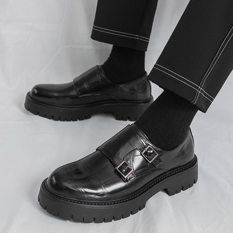 Foreign Trade Large-size Men's Shoes 2025 Popular Fashion Big Head Leather Shoes Men's Thick-soled Retro Versatile Shoes Tide