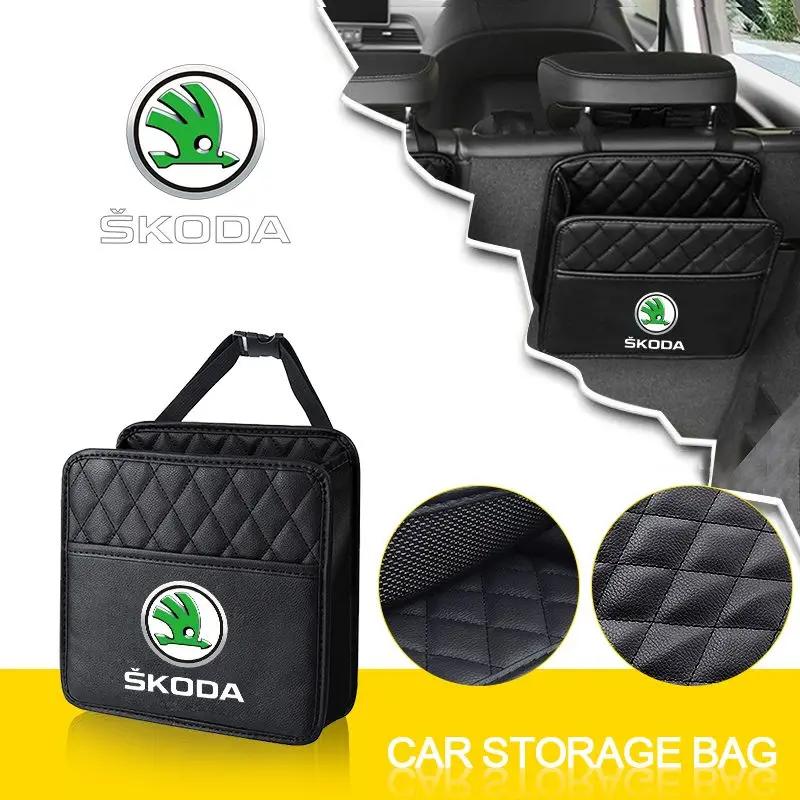 btvng5 1Pcs Car Storage Bag Multi-function Seat Back Storage Pocket Suspension For Skoda Octavia RAPID Superb Fabia Kodiaq Kamiq Karoq