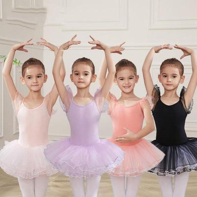 Girls Kids Ballet Tutu Skirts Dance Leotards Open Back Ballet Class Stage Performance Costumes