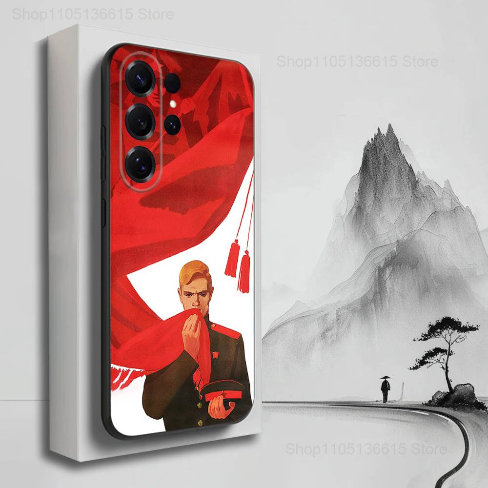 Great USSR Russian Banner Phone Case For Samsung S25,S24,S23,S22,S21,S20,S10,S9,Ultra,Plus,Lite,FE,Soft Silicone Black Cover