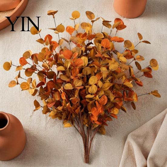 Flexible DIY Floral Supplies Fall Eucalyptus Stems, Artificial Leaves, Fake Greenery Branches, Bendable Picks Flowers for Wedding Centerpiece