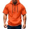 Men's Summer Shirt Zipper Pocket Short Sleeve Hooded Sweatshirt Men's Sports Large Size Casual Sweatshirt