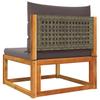 Garden Sofa Without Armrests with Cushions Acacia Wood & Rattan