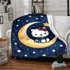 1 Stück Mond Sterne Hello Kitty Gemütliche Druckdecke Leichte Warme Flanelldecke für Sofa, Bett, Wohnzimmer