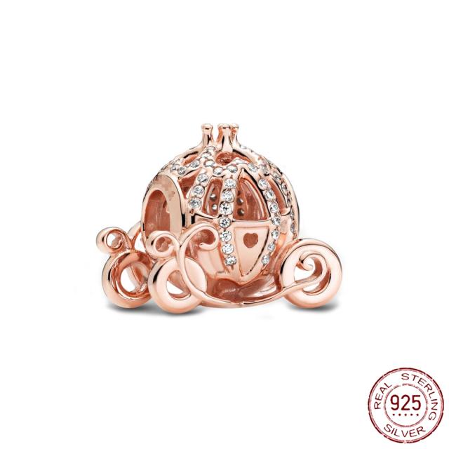 925 Sterling Silver   Autumn New Charm Flower Pink Series Charm Beads Fit Original Bracelets Women Jewelry