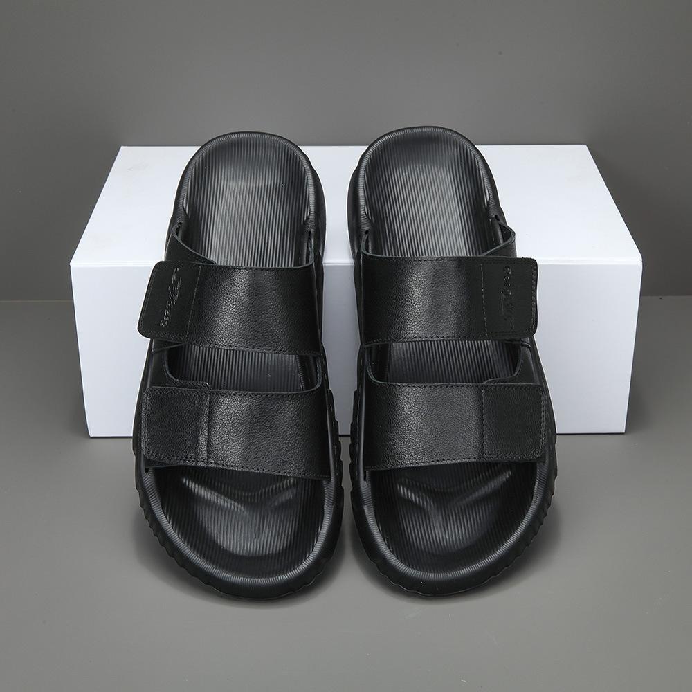 FashionFashion Casual First Layer Cowhide Slippers for Men Summer New Designer Dermis Flip Flops Male Black White Slipper Shoes Man