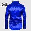 Men Shirt Club Dance Shirt Shiny Sequin Lapel Single Breasted Slim Fit Colorful Stripe Glossy Long Sleeve Performance Men Top
