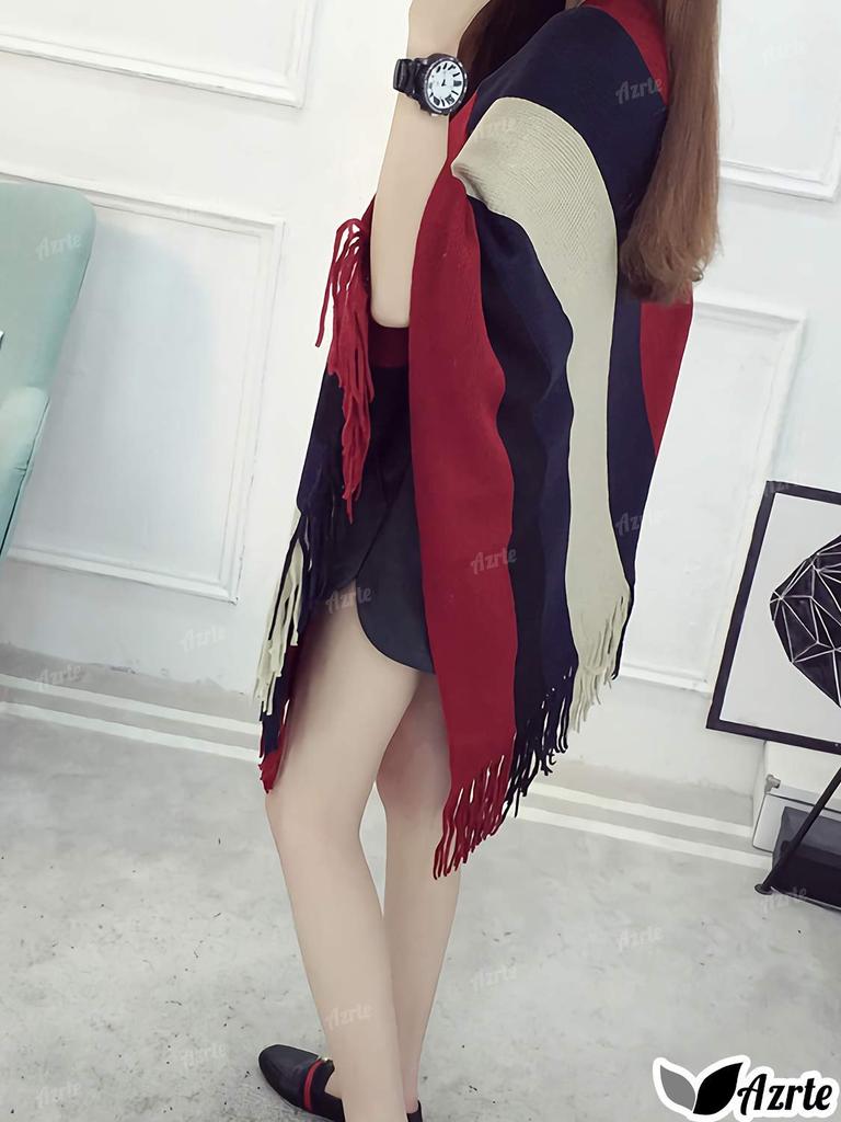 Everyday Going For Adult Cold Red [AZULTE] Poncho, Cape, Stole, Women's Fashion, Spring, Autumn/Winter, Stole, Commuting, School, Wear, Out, Cute,