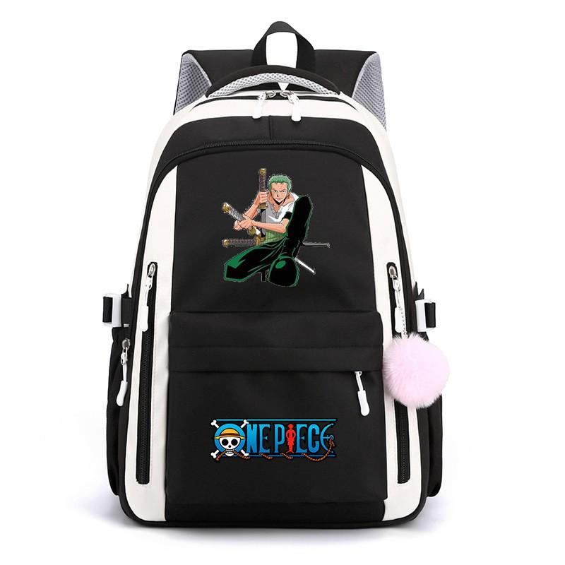 One Piece Anime Super Novice Luffy Printed Canvas School Backpack Teens High Capacity Travel Bag