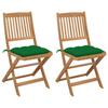 Day and Night - Day and Night Folding Garden Chairs 2 Units and Cushions Solid Acacia Wood