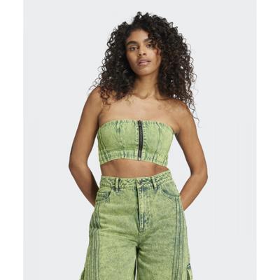 Adilenium 2 Washed Denim Tube Top   Lime Jm9281