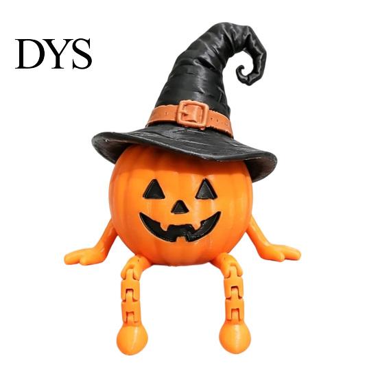Ghost Figurines for Halloween Pumpkin Figurine, 3D Printed Statue with Stress Relief Fidget Toys Poseable Joint, Spooky Articulated Decor Ornament