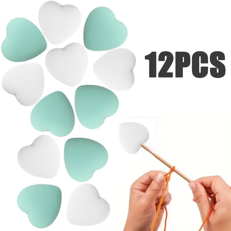 8/10/12PCS Multicolor Heart Stitch Needle Tips Stoppers Silicone Knitting Needle End Caps Cute Knitting Needle Point Protectors