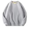 Men's Winter Lambswool Round Neck Hoodie, Thick Warm Solid Color Pullover with Plus Velvet Base Layer.