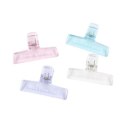 Colorful Transparent Acrylic Binder Clip Hand Account Clip Paper File Clip Organizer Office File Clamps Stationery Supplies