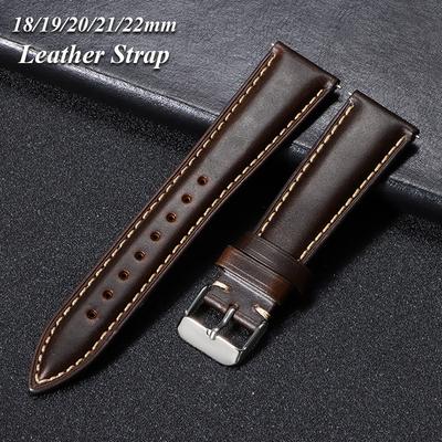 Vintage Öl Wachs Leder Uhrenarmband Schnellverschluss 18mm 19mm 20mm 21mm 22mm Universelles Rindsleder Uhrenarmband Zubehör Riemen