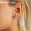 BAMOER Purple Flower Earrings for Women, 925 Sterling Silver Cute Plumeria Cherry Blossom Hypoallergenic Stud Earrings For Girl