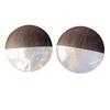 Autumn/Winter Sandalwood Mother-of-Pearl Patchwork Stud Earrings - Light Luxury Versatile Design