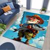 Cartoon Fisherman With Big Fish Print Area Rug Non‑Slip Rectangular Floor Mat Fishing Theme Home Decor For Gaming Living Bedroom