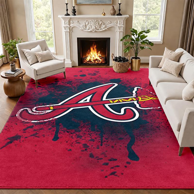 Atlanta Braves Carpet Door Mat for Living Room or Bedroom Protective Mat Under Chair Office Decoration Christmas Gift Birthday Present