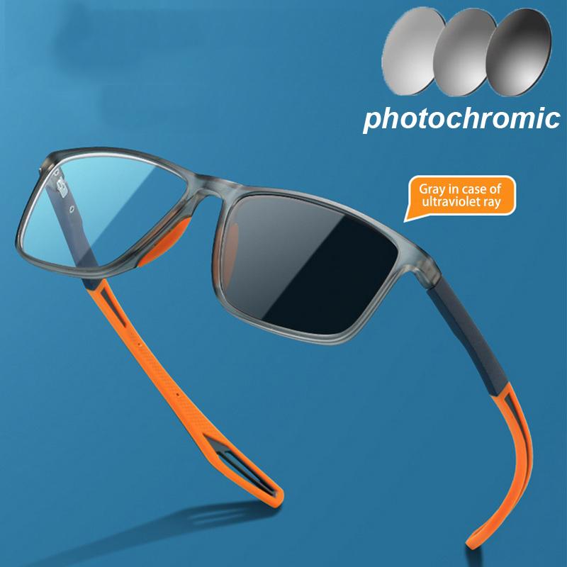 Sport-Myopiebrille mit Farbwechsel, flexible TR90-Brille mit quadratischem Rahmen für Frauen, ultraleichte Nahsichtbrille