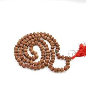Zertifizierte 9 Mukhi Rudraksha Mala 108+1 Perlen | Authentische Japa Mala für Meditation & Spirituelle Praxis | Kraftvolle Nav Durga Energieperlen