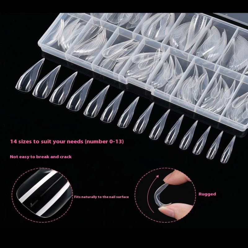 140 ks Zakřivené Stiletto Nehty Duální Forma Pro Poly Gel Na Nehty Prodloužení 3D Tvar Orlího Drápu Sochařské Nehty Formy s Plným Krytím