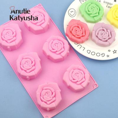 Spot 6 grandi rose stampo per torta in silicone sapone fatto a mano immagine realistica facile da sformare e resistenza alle alte temperature