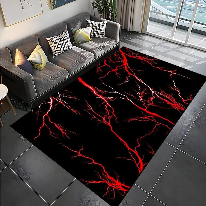 Tappeto Tondo 3D a Strisce Fulminee, Misura 15, per Soggiorno, Camera da Letto, Casa, Decorazione Divano, Tappetino Antiscivolo per Bambini, Regali per Gamer