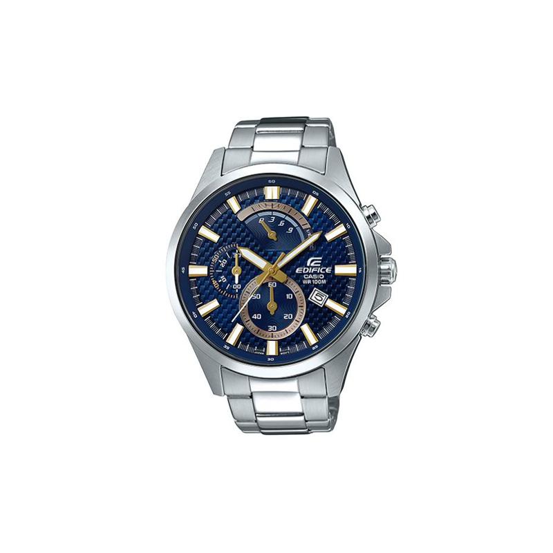 

Casio EDIFICE series waterproof and versatile quartz movement stainless steel strap Japanese and Korean watch men s watch blue dial EFV-530D-2A синій