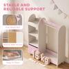 Kids Clothing Rack, Kids Wardrobe with Glowing Lights Mirror, Non-Woven Drawer and Shelves for Bedroom, Ages 3-8, Pink