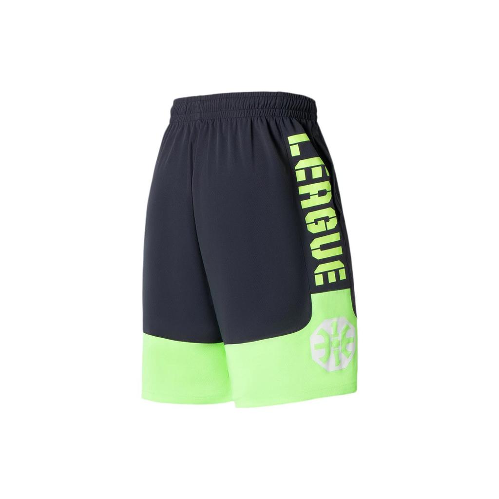 Li Ning Casual Shorts Men's Ebony Black Fluorescent Ice Green AAPS031-3