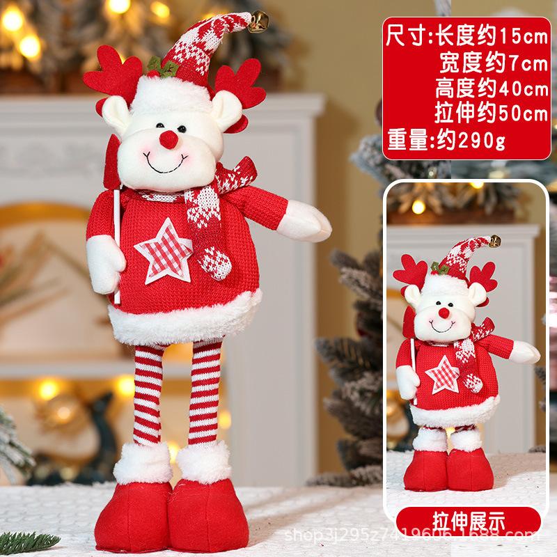 Christmas Telescopic Doll Old Man Snowman Deer Fabric Toy Christmas Gift Window Decoration Ornament