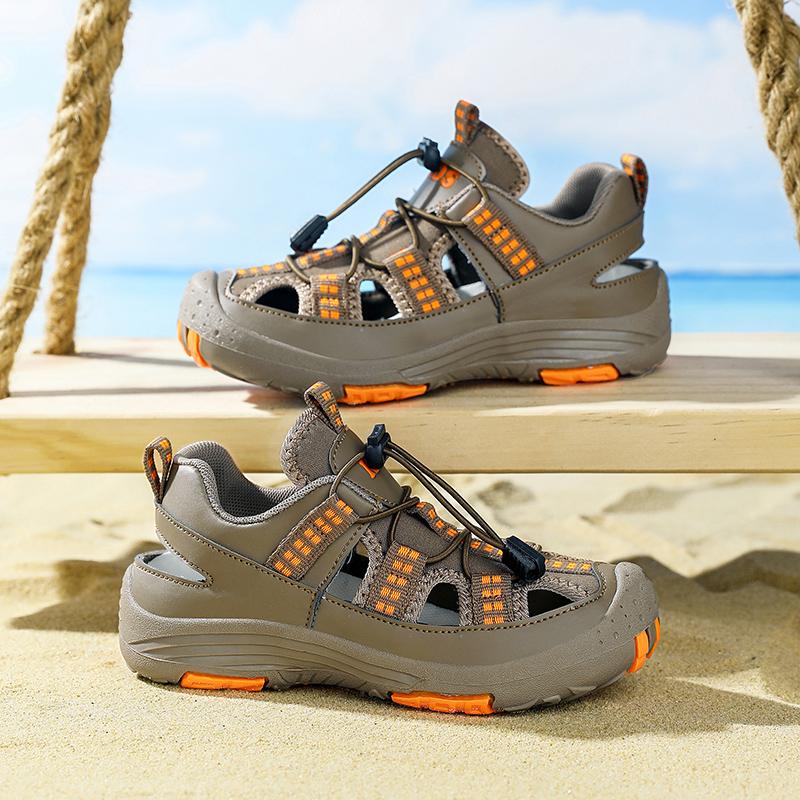 

Детские уличные летние сандалии, нескользящая прогулочная обувь, тапочки, пляжная обувь, повседневные кроссовки, размеры 30–39 38 хаки