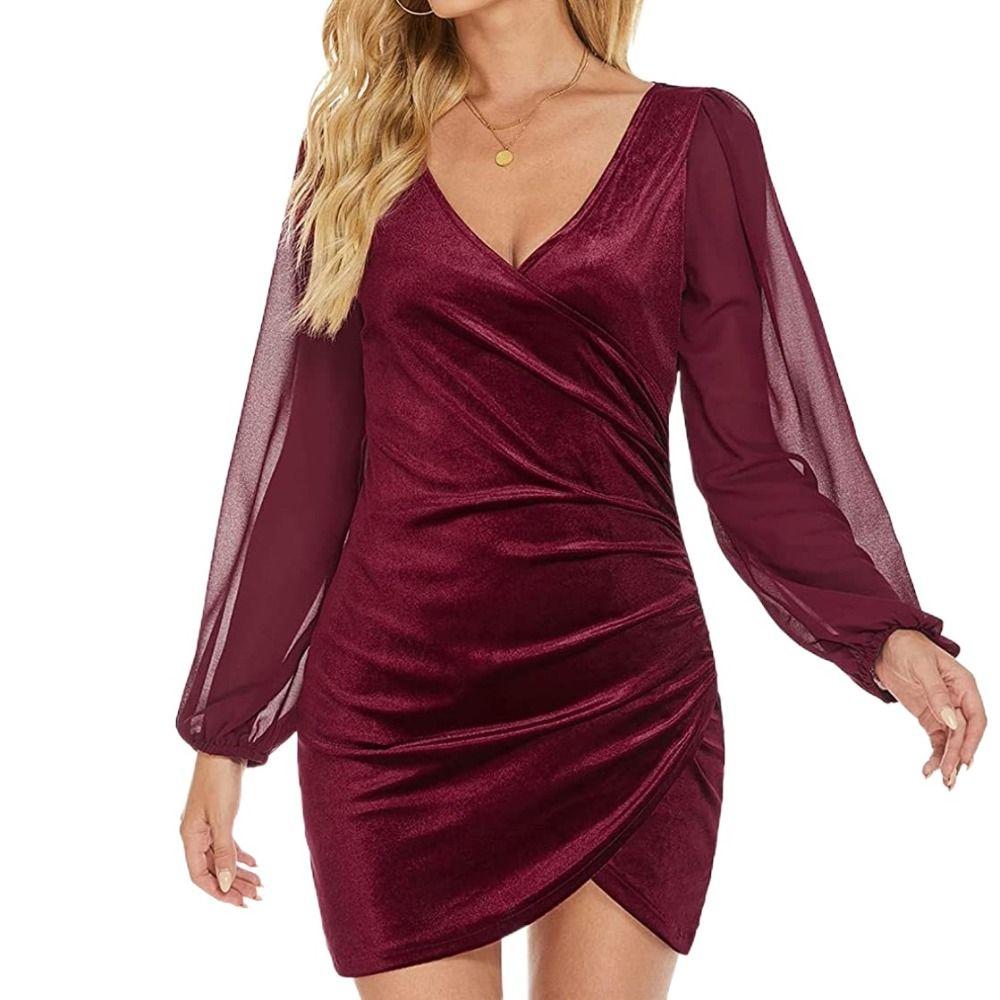 

Платье-футляр в стиле бохо, платье с нестандартным V-образным вырезом, простое бархатное платье для девочек