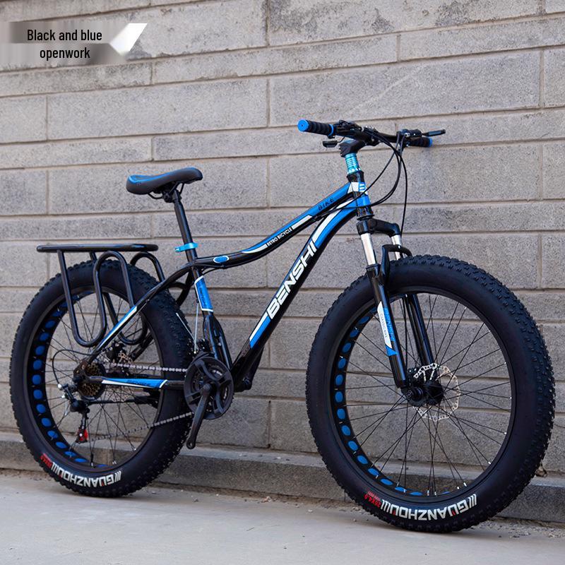 Men's Off-Road Fat Tire Snow & Mountain Bike - Variable Speed, Shock Absorbing, Wide Tires for Beach and Trail