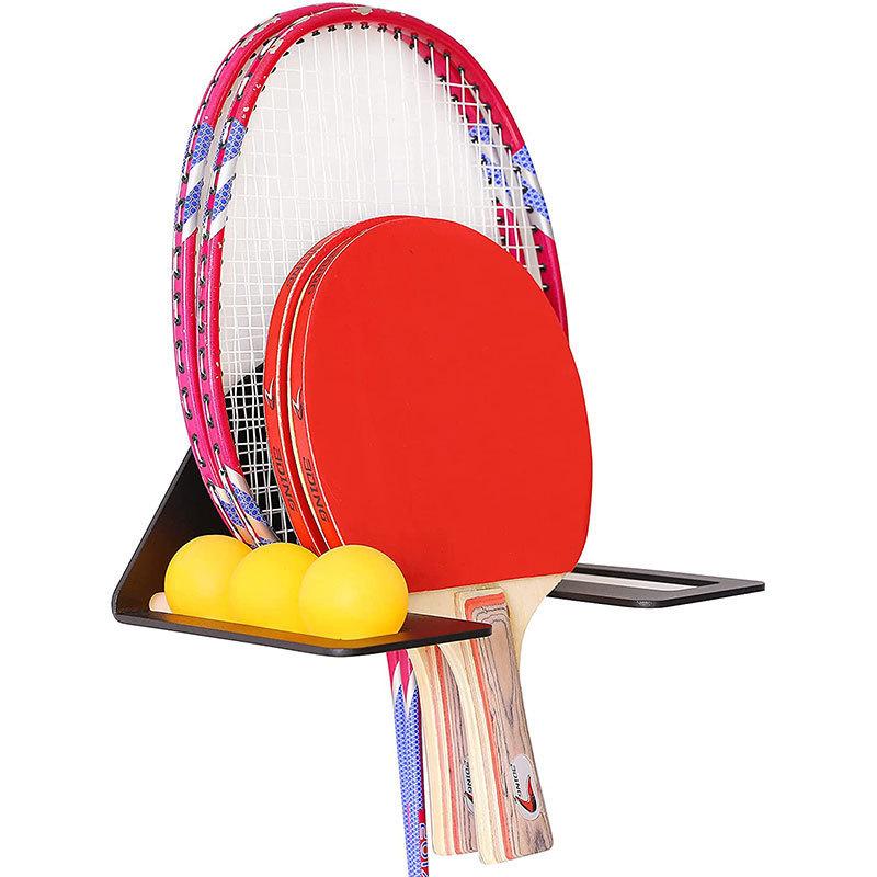 Table Tennis Storage Display Rack Wall-Mounted Floor-Standing Dual-Use Multi-Layer Adjustable Home Sports Goods Accessories Orga