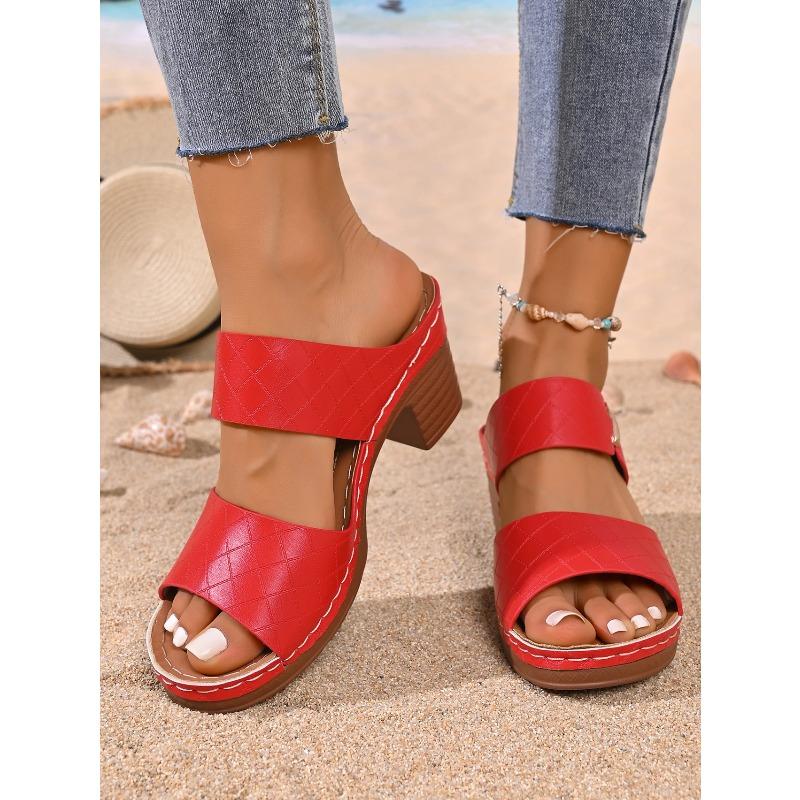 Casual Slingback Slides Shoes Women Summer Lightweight Hollow Sandals High Heels New Dress Chunky Open Toe Slippers Female