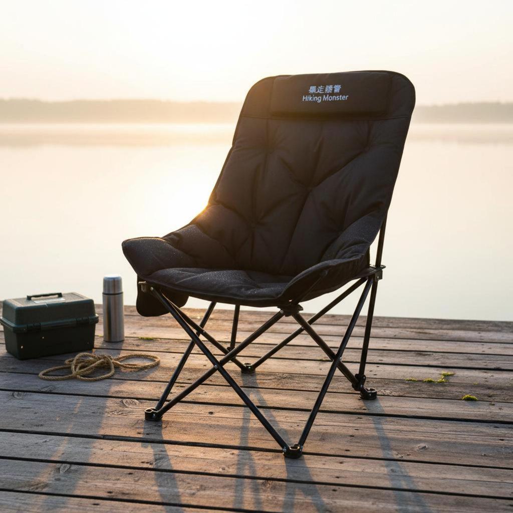 High Back Moon Chair Foldable Padded Folding Camping Stable Structure