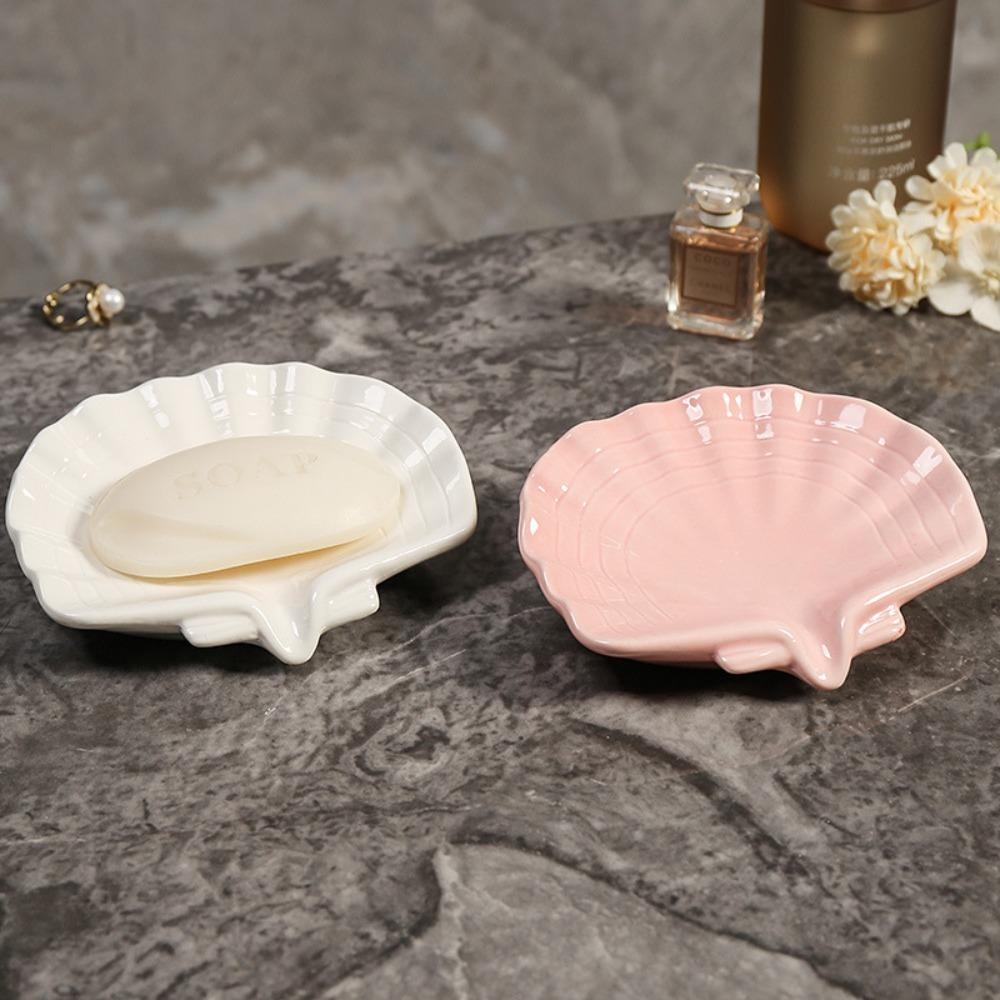Ceramic Drain Rack Self Draining Soap Drying Rack Not Easily Deformed Shell Conch Soap Box  Shower