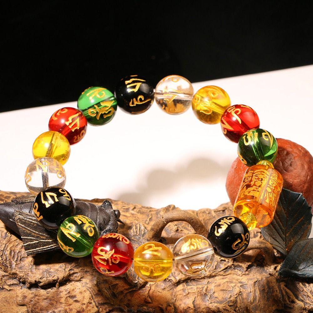 Buddhism Luck Wealth Bracelet Colorful God of Wealth Beaded Bracelet Feng Shui Bracelet  Women