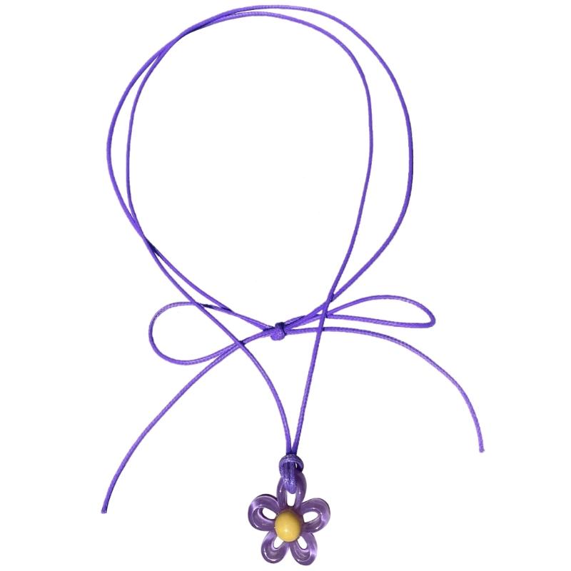 Elegant Floral Collar Necklace Unique Colorful Hollow Flower Clavicle Chain Wax Rope Acrylic Flower Choker Summer Beach