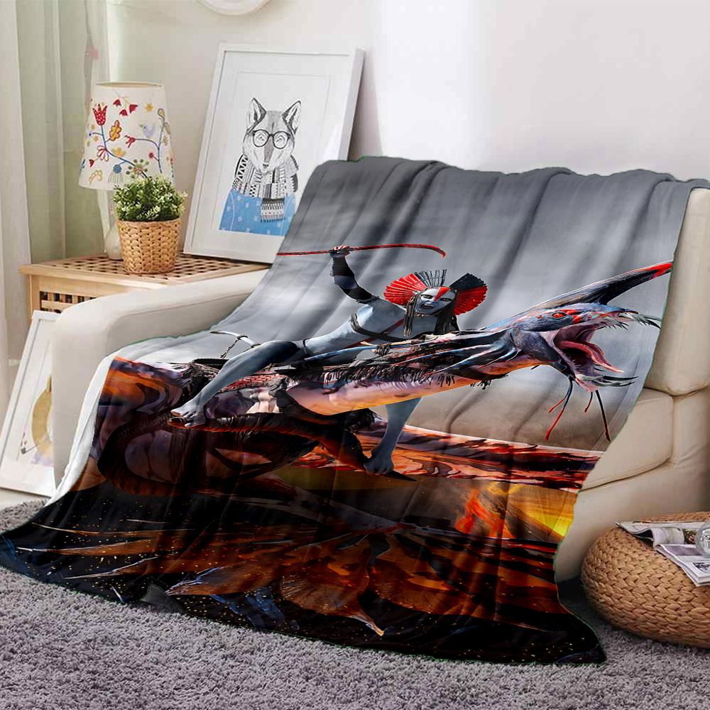 1Pc Fiery Demon Artwork Blanket For Couch Bed Plush Cozy Fuzzy Blanket Super Soft Warm Blankets For Fall And Winter 0918289