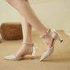 Elegant French Pearl Small High Heels Women's Pointed Toe Shoes New 2024 Autumn Fresh Style Single Shoes Bow Decoration