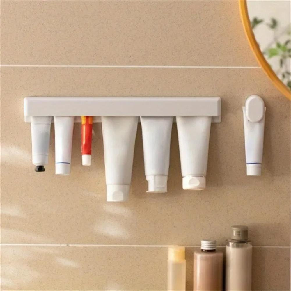 Wall Mounted Toothbrush and Toothpaste Holder - Durable Sticky Plastic Organizer for Bathroom Toothbrush Holder