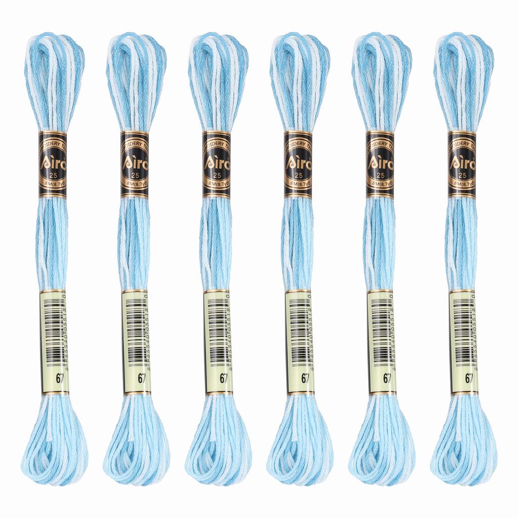 6 Skeins Embroidery Floss, Gradient Colors Polyester Embroidery Threads Bracelets String for Cross-Stitch Hand Embroidery